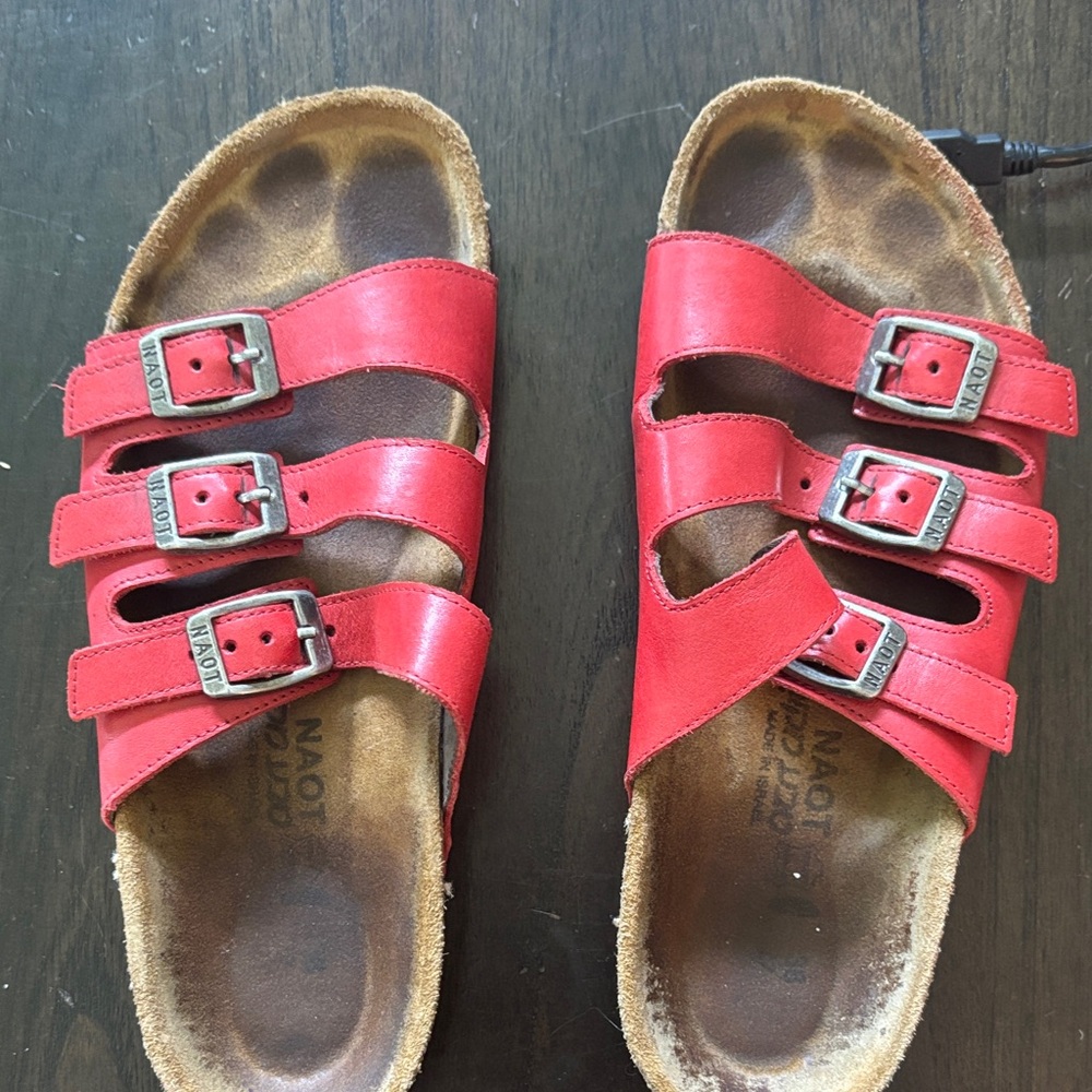 Naot Red Sandals with Buckles